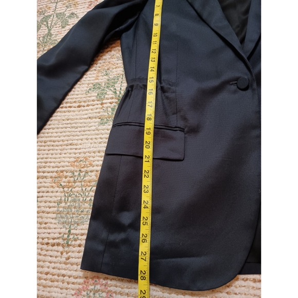 Theory Liquid Twill Drape Jacket Navy Size 4 NWT $475 Blazer Drawstring Waist - Picture 11 of 16